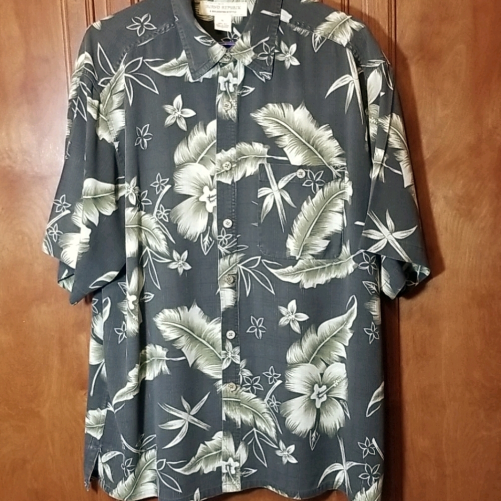 Island Republic 100% Silk Button Down Shirt